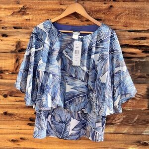 COCO BIANCO | NWT Blue Tropical Floral Blouse S